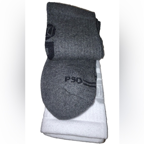PSD Crew Socks 3 Pair Men’s 6-12.5 Gray White Black w Logo Cushioned NEW! $28 - Picture 6 of 10